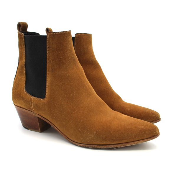 Saint Laurent Shoes - Saint Laurent Wyatt Chelsea Boots Camel Tan Suede Bootie Ankle Boots size 38 YSL